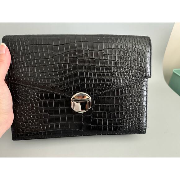 Vintage Naturalizer Faux Croc Handbag Black 9.5x7 - Picture 5 of 8